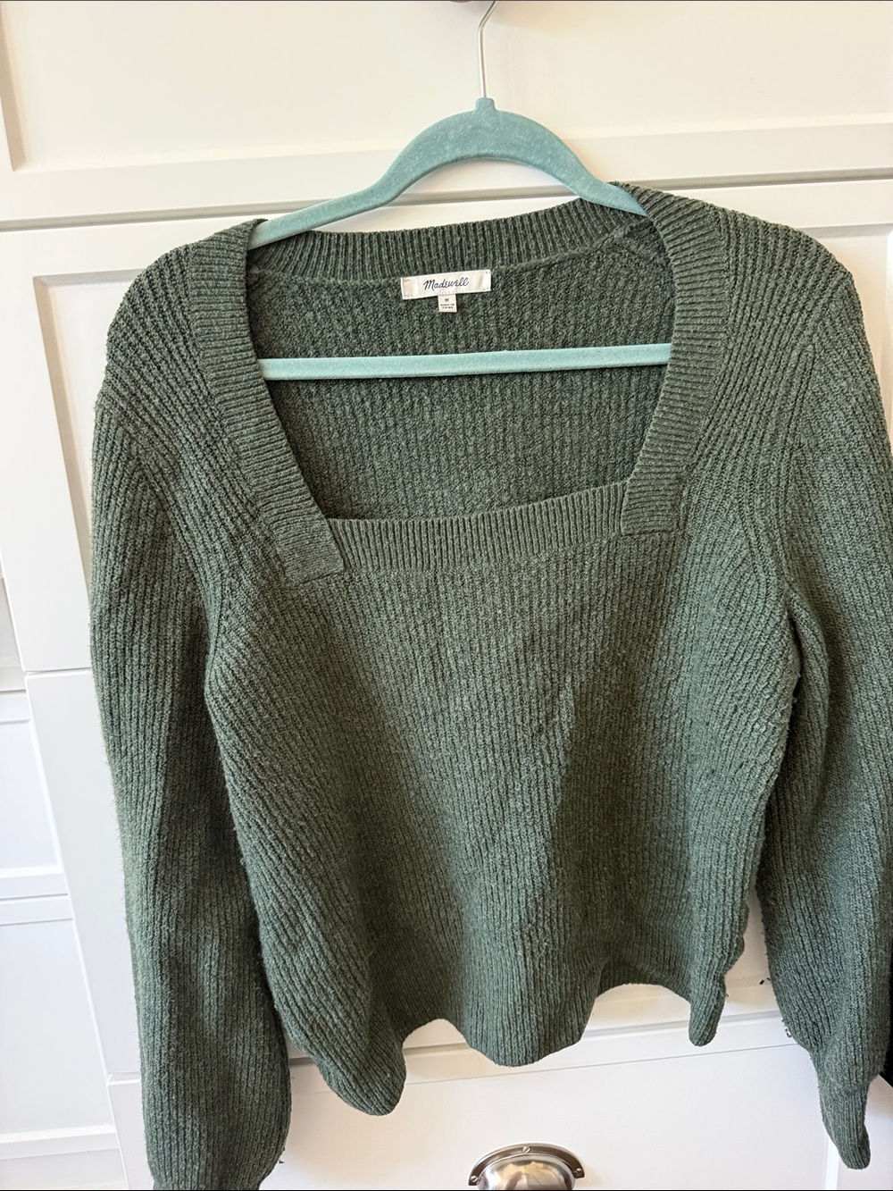 Madewell Green Square-Neck Knit Sweater